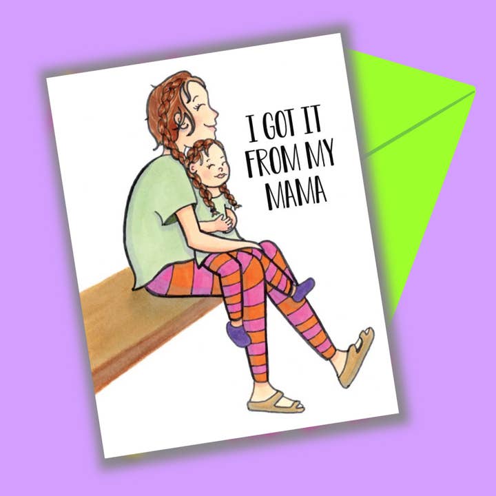 Jag fick det från min mamma gratulationskort för wholesale av quirky burp illustrations