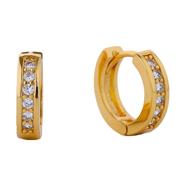 14K Gold-Dipped CZ Huggie Earring for wholesale by Fashion City