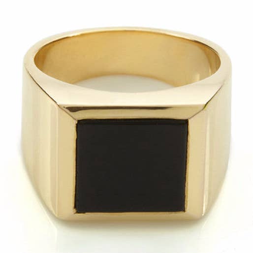 Bague Platon Onyx Doré pour la vente par Rachel Entwistle Jewellery