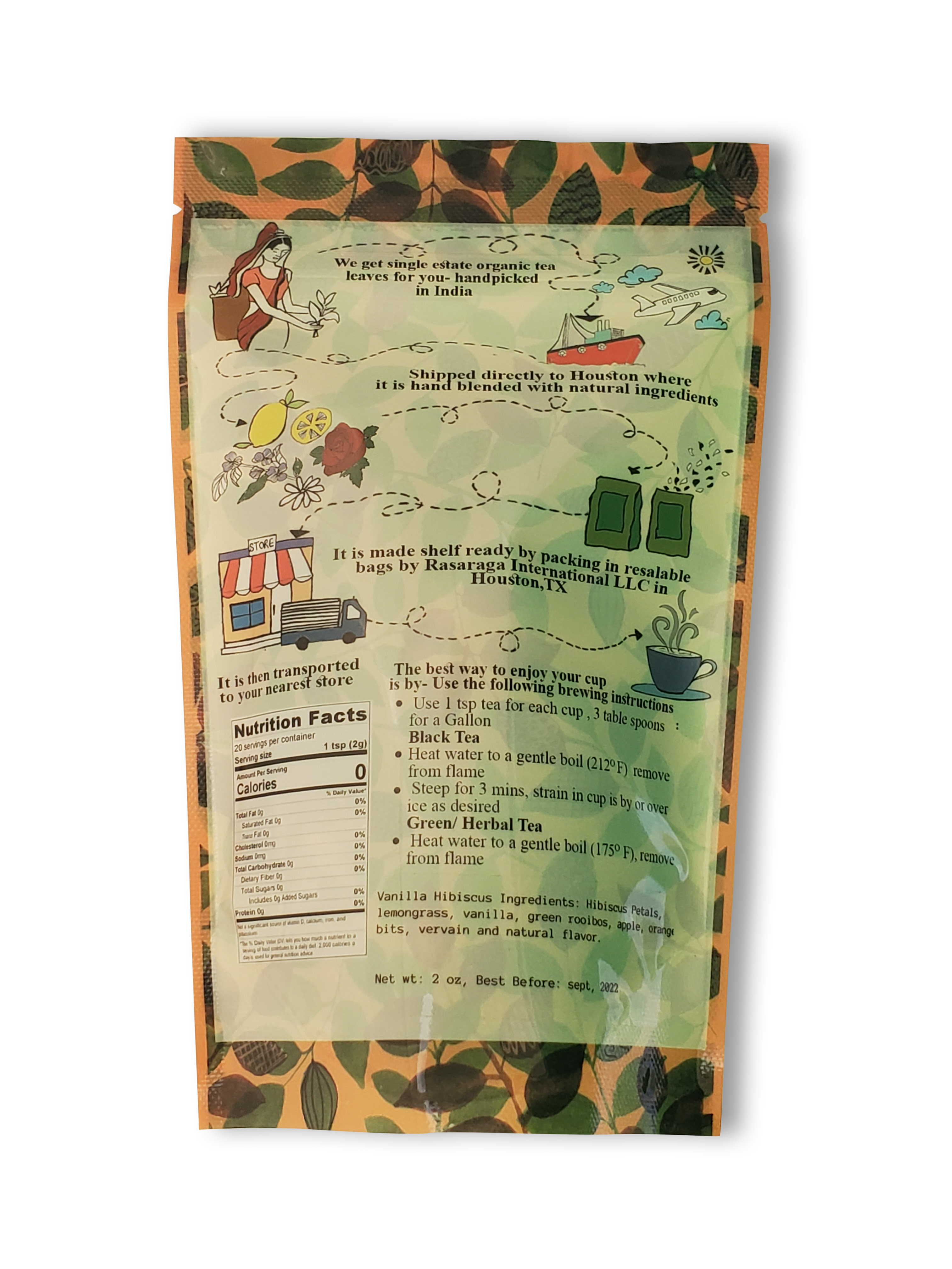 Trishnna Tea – Großhandel Loser Tee – Vanille-Hibiskus-Kräutertee - 2 OZ5