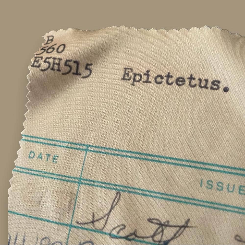 Books & Treasures - Wholesale Eyewear Cases & Holders - Unisex - Epictetus Library Checkout Card Microfiber Glasses Cloth2