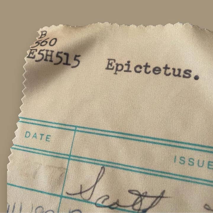 Books & Treasures - Wholesale Eyewear Cases & Holders - Unisex - Epictetus Library Checkout Card Microfiber Glasses Cloth2