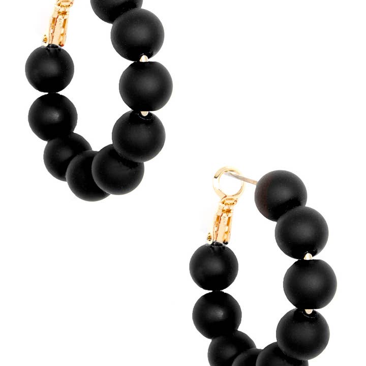 ZENZII Jewelry - Wholesale Hoop Earrings - Small Matte Beaded Resin Hoop Earring Jewelry