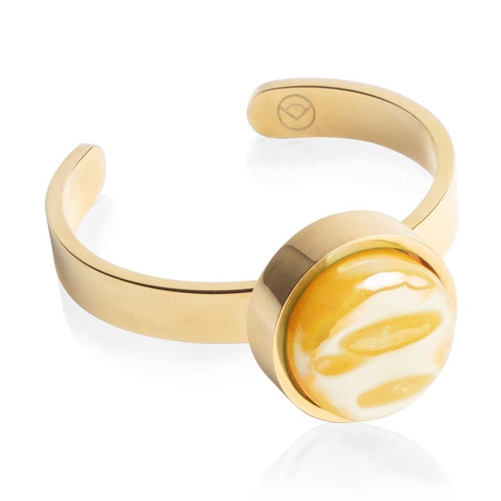 Bague ajustable avec pierre • 8 mm • doré/jaune soleil pour la vente par ALEXASCHA