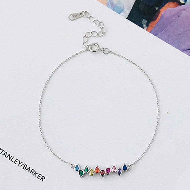 Perimade & Co. LLC - Vendita all'ingrosso Braccialetto con ciondolo/pendente - Bracciale con gemme a goccia color arcobaleno in argento Sterling 9251