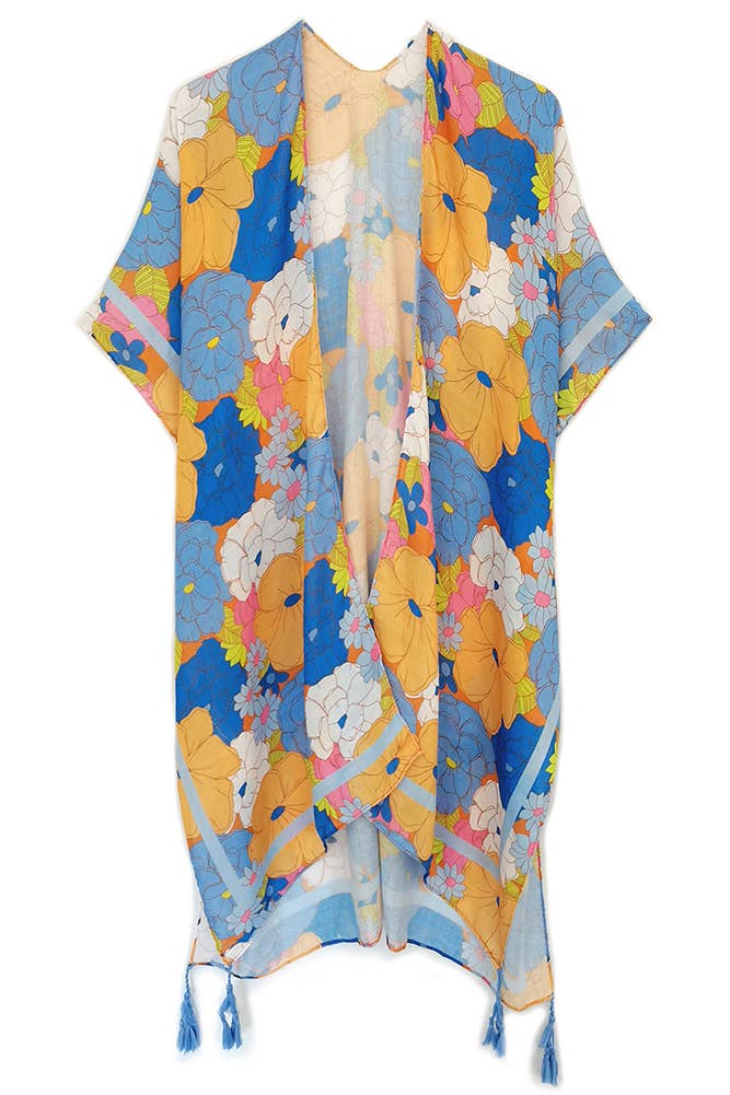 Hana - Wholesale Swim Cover Up - Women's - Floral Print Tassel Summer Kimono Cover Up10