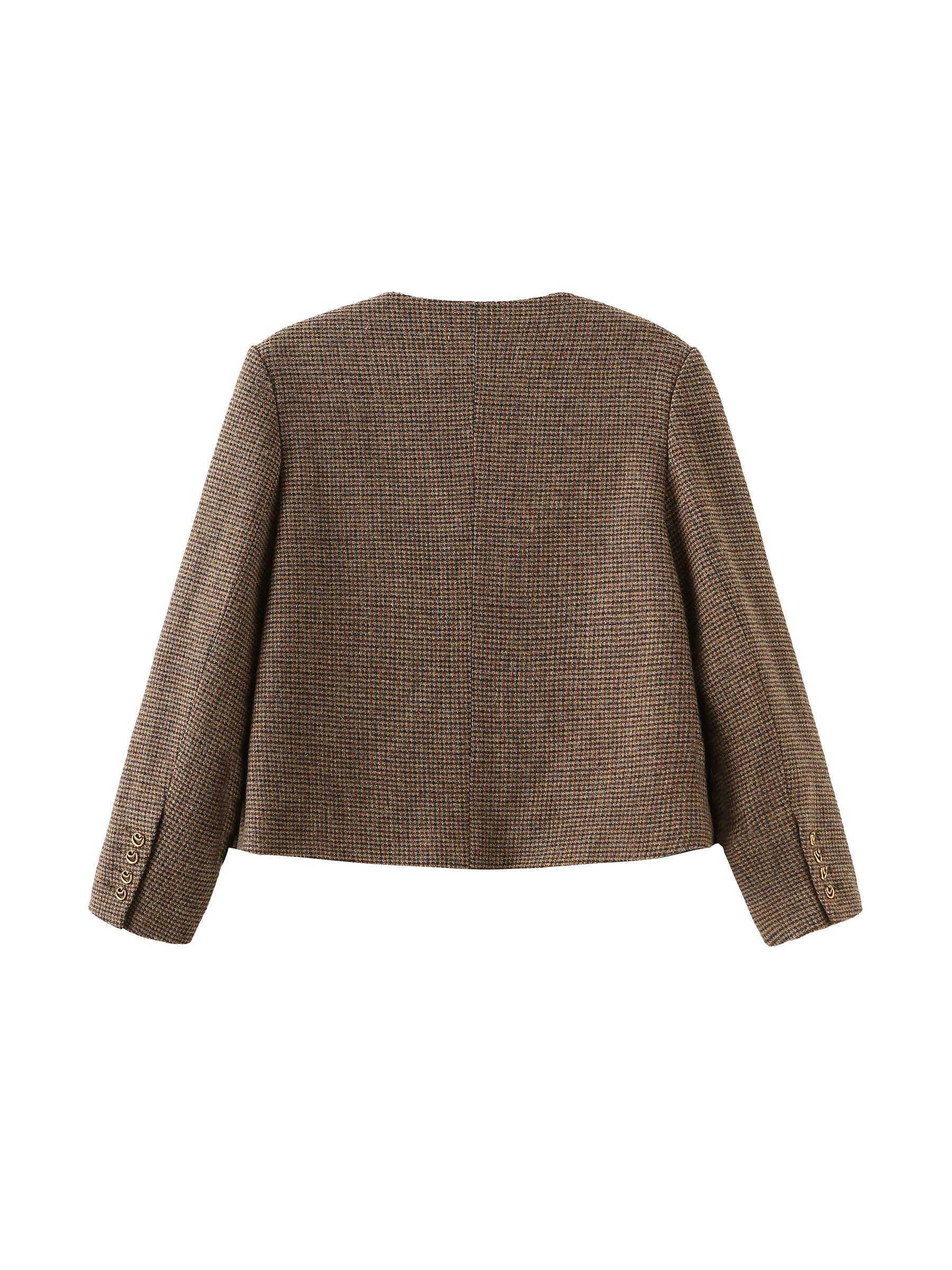 SaddleBrown Vintage Round Neck Jacket for wholesale on Faire1