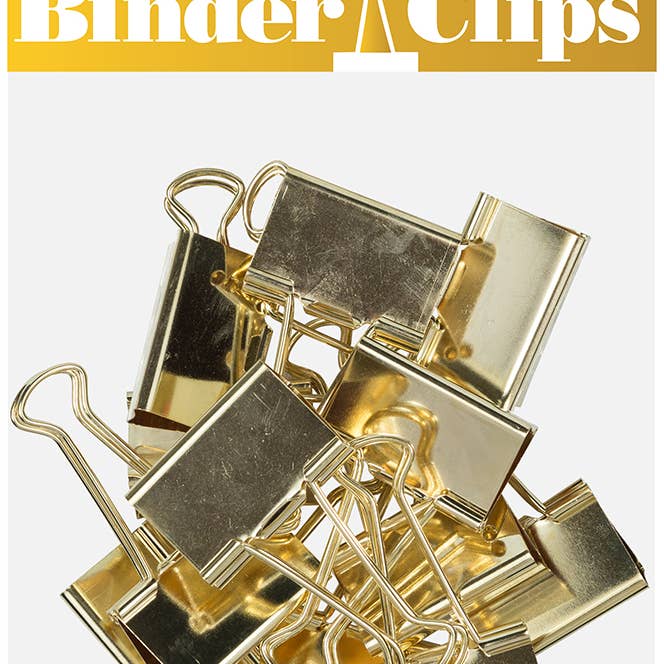 Binder Clips, Large, 1 1/2 Inch, Gold Binderclips, 12/Pack for wholesale by JAM PAPER