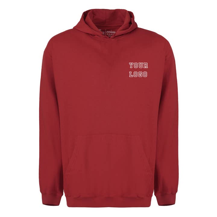 Camisola com Capuz de Fleece Reciclado 100% Vermelho Heirloom por atacado de WASTEWEAR