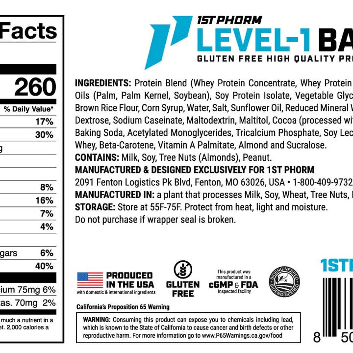 3D Enterprise - Wholesale Snack Bar - 1st Phorm - Peanut Butter Lover - (15Ct. / Box)