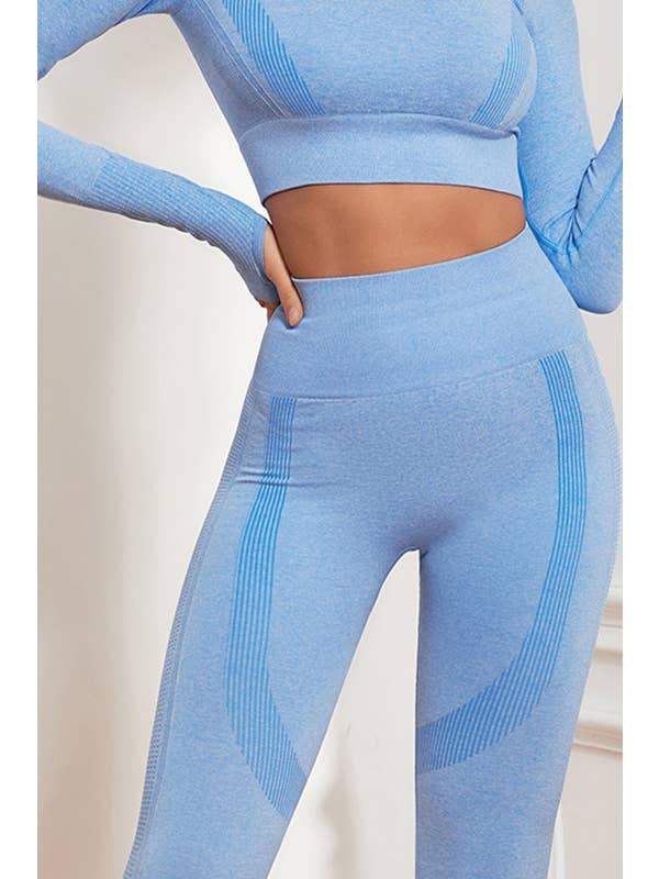 Color 5 - Wholesale Athletic/Lounge Leggings - Women's - Seamless blue tone work out yoga legging with scrunch hip5