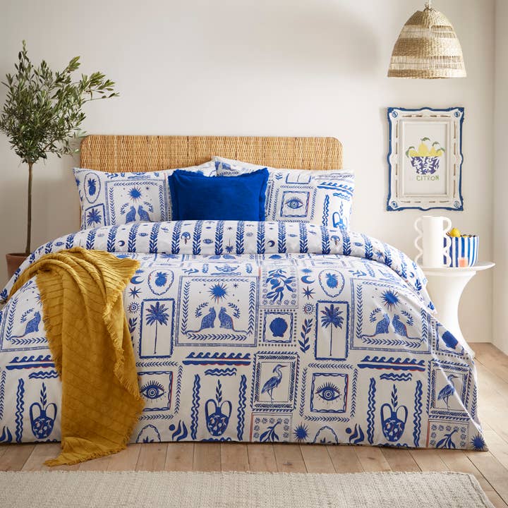 Frieze Abstract Duvet Cover Set Blue for wholesale on Faire