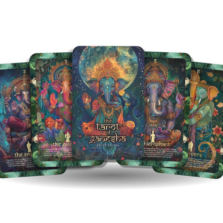 The Tarot of Ganesha - Major Arcana - A unique spiritual journey - The Hindu deity known for removing obstacles and bringing wisdom. for wholesale by Ibiza Tarot USA
