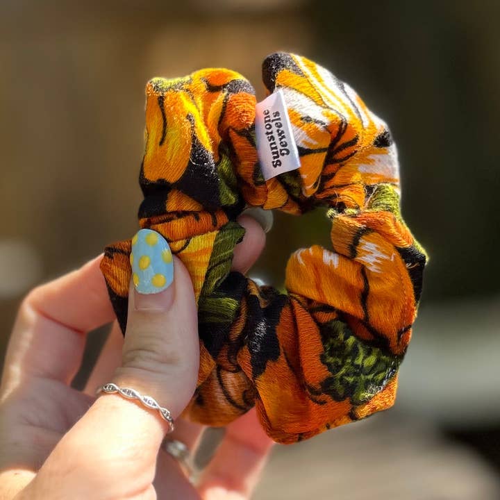 Mini Fall Flower Scrunchie for wholesale by Sunstone Jewels