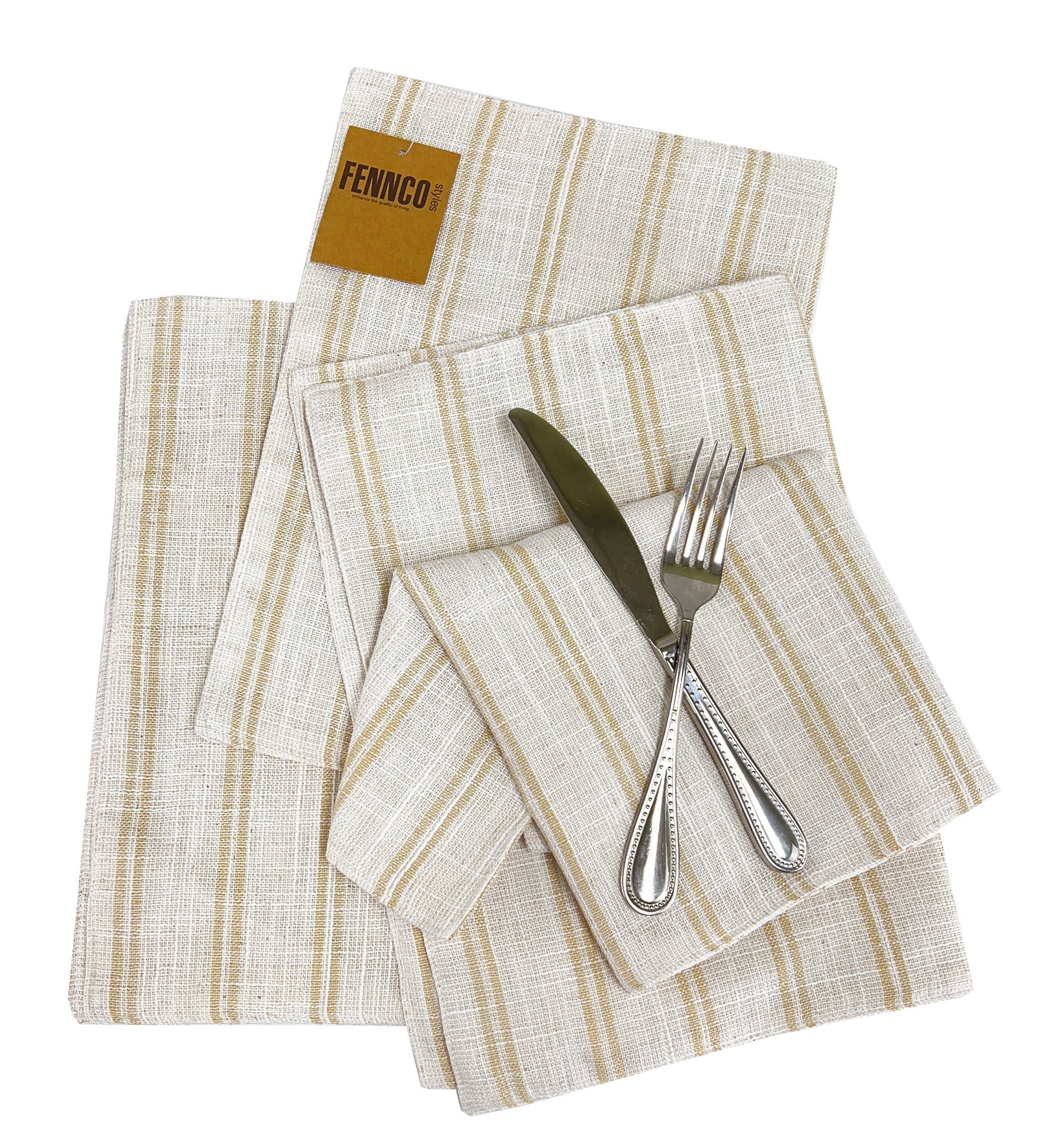 Fennco Styles - Vente Sets de table - Napperon moderne à rayures en lin et polyéthylène0