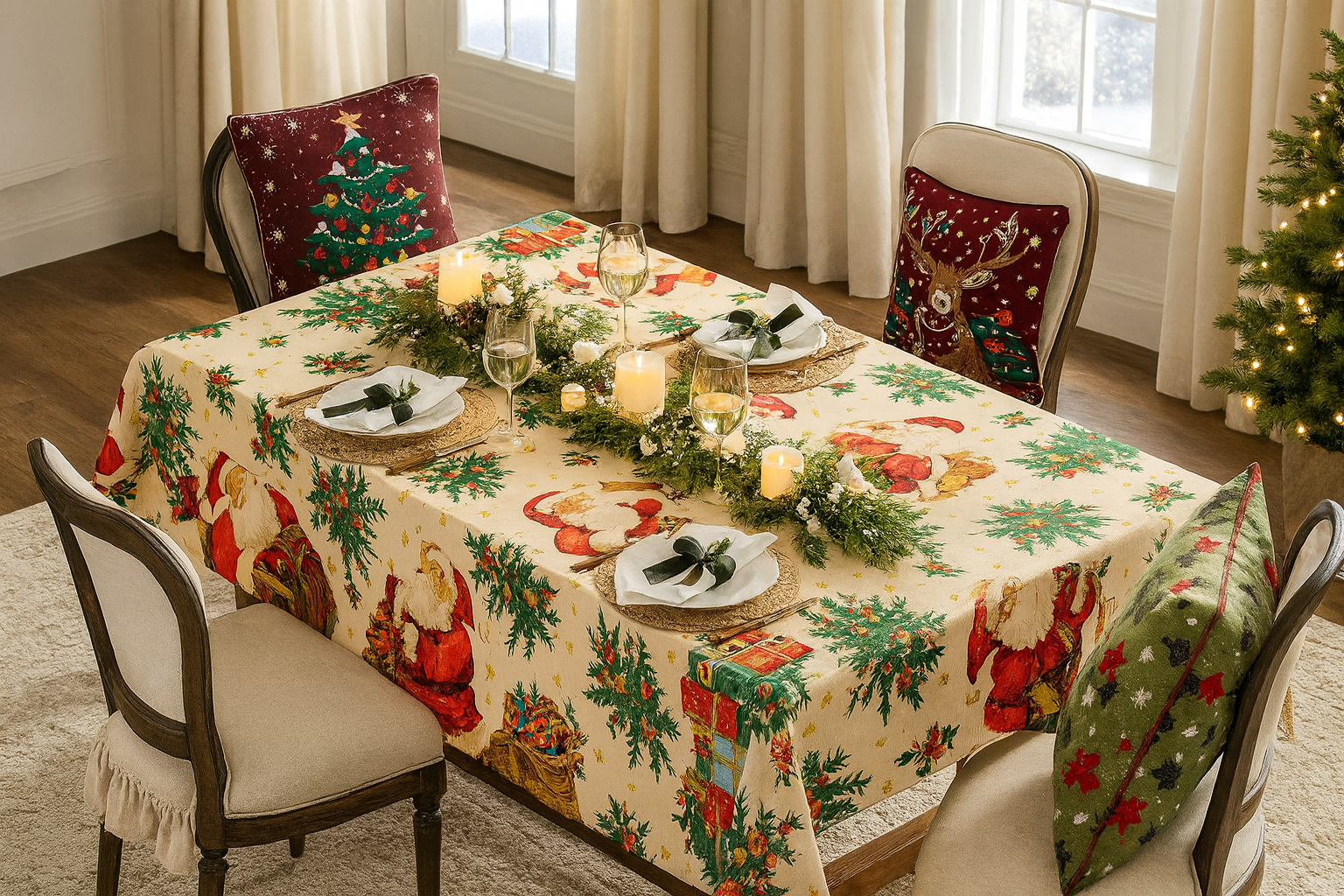 Fennco Styles - Vente Nappes - Nappe de Noël au design classique2