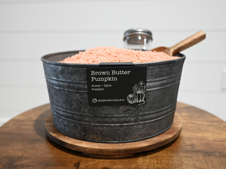 Milkhouse Candle Company - Wholesale Storage Bin - Metal Bucket & Wooden Lid- Candle Bar Wax Bead Container2