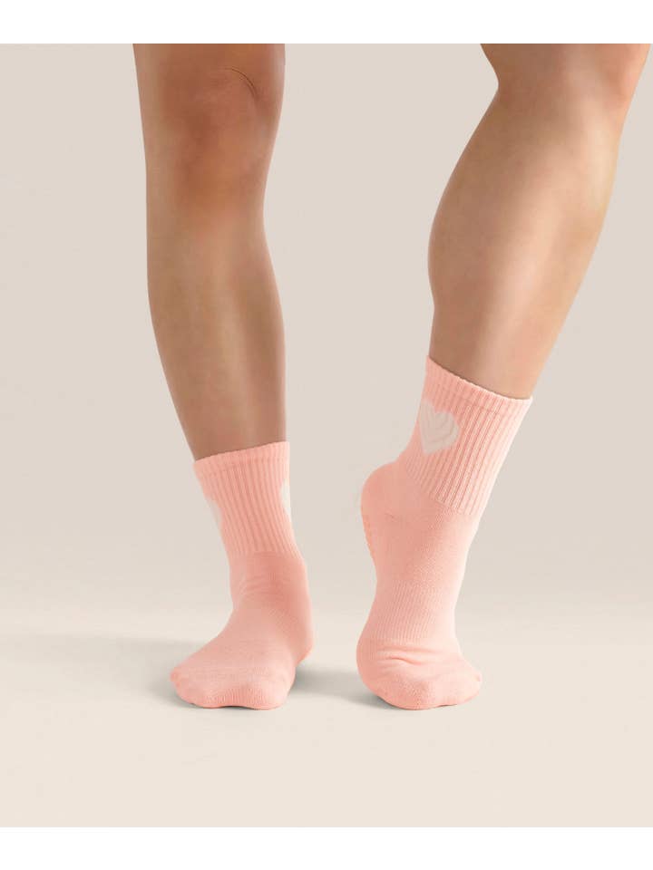 MoveActive - Wholesale Socks - Women's - Crew Non Slip Grip Socks - Strawberry Heart2