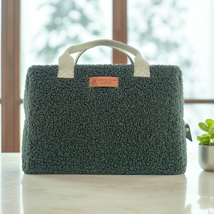 Emmanuel Création - Wholesale Lunch Bag/Box - Ice cube M cooler bag, "Bouclette" khaki1