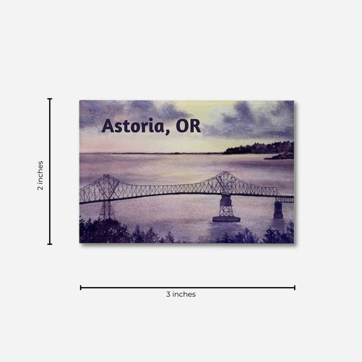 CMarie Northwest - Wholesale Magnet - Astoria-Megler Bridge Oregon Watercolor Painting Magnet2