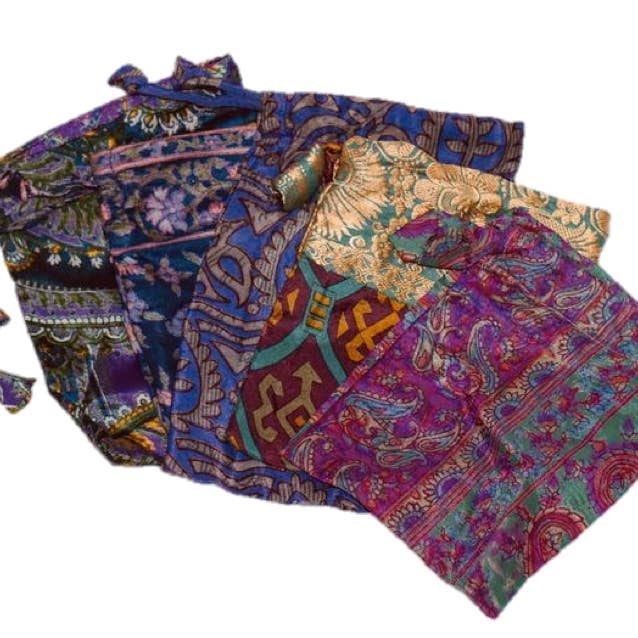 Sewing New Futures, Inc - Wholesale Gift Bag - Purple Sari Pouch Gift Bag2