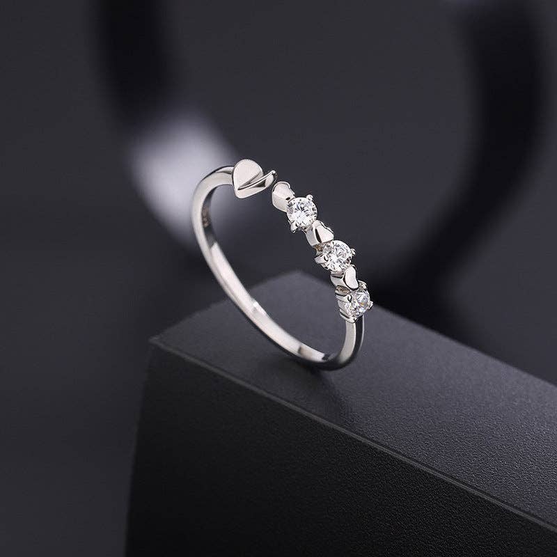 Perimade & Co. LLC - Wholesale Multi-Stone Ring - Dainty Gold Heart Open Stacking Ring in 925 Sterling Silver2