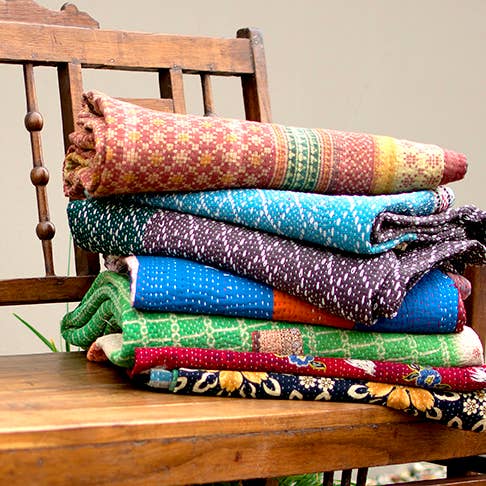 Vintage Addiction - Wholesale Throw blanket - One of A Kind/6PK Vintage Kantha Blanket Collection