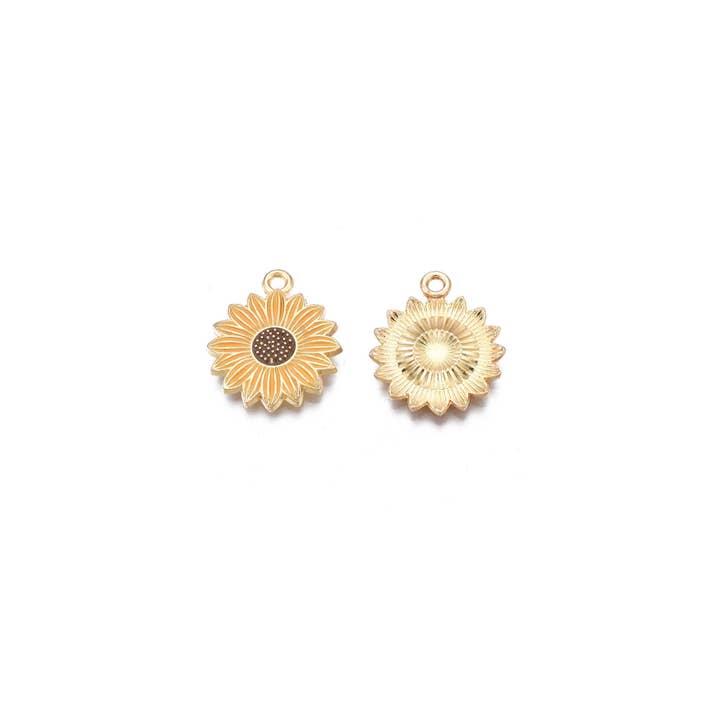 The Charm Bar Company - Wholesale Individual charm/pendant - Gold Classic Sunflower Charm0