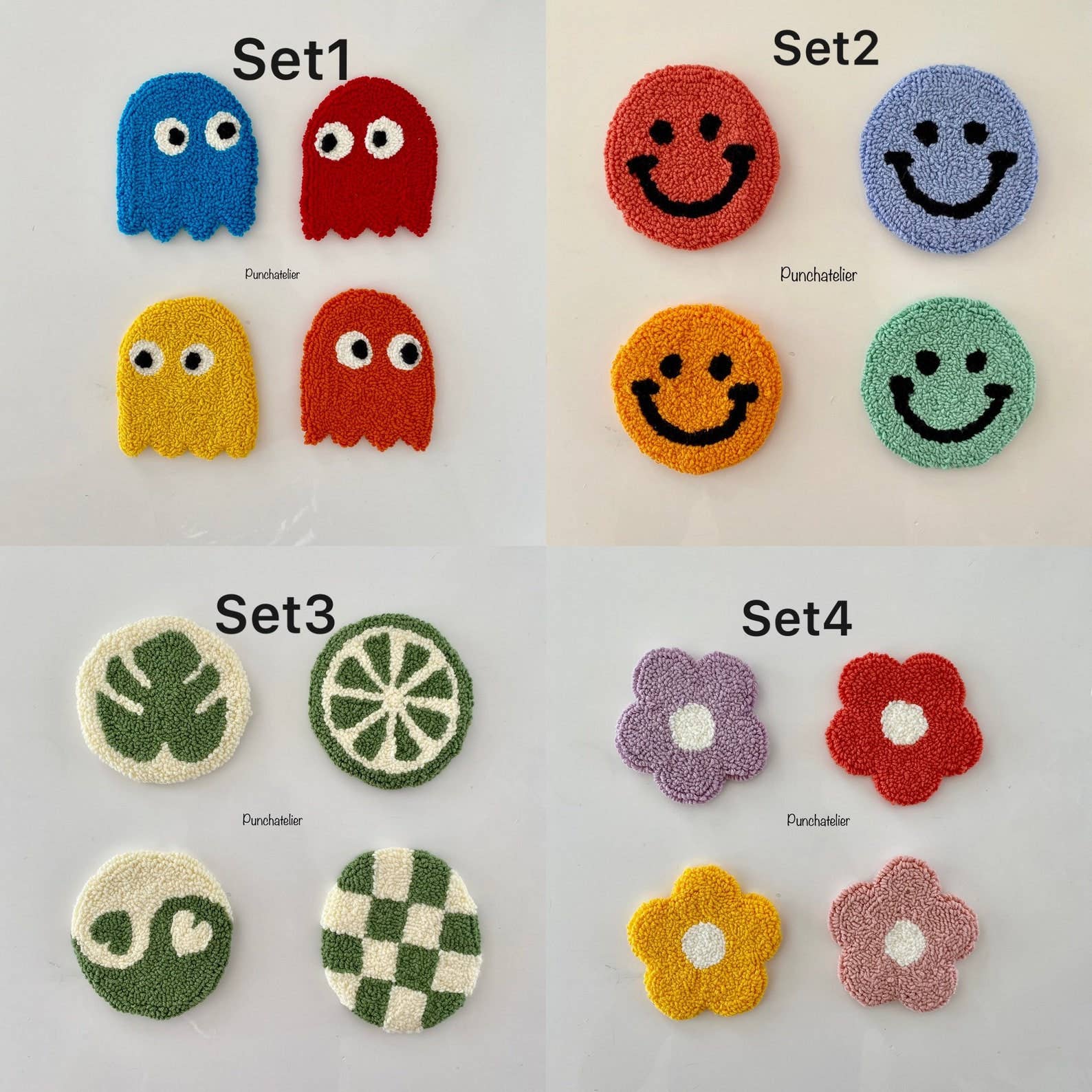 PunchAtelier - Venta al por mayor Material para bordado/punto de cruz - Kit Tufting de Posavasos 4 piezas0