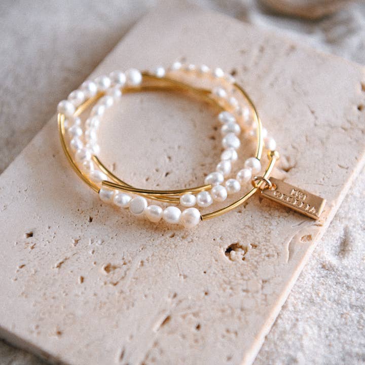 Cecelia Designs Jewelry - Wholesale Beaded Bracelet - Hepburn Pearl or Gold Beaded Triple Wrap Bracelets