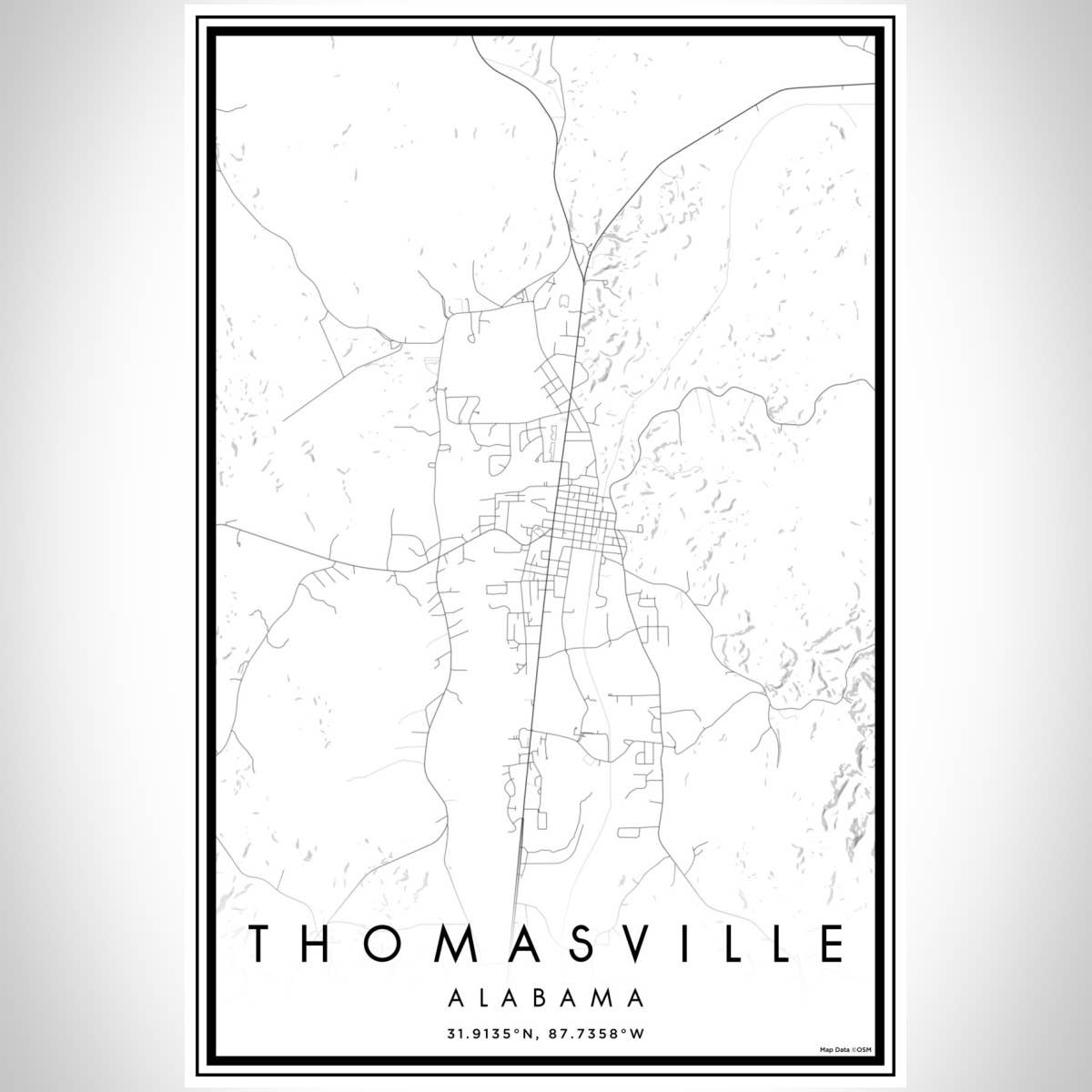 JACE.design - Wholesale Art Print - Thomasville AL Map Print Classic3