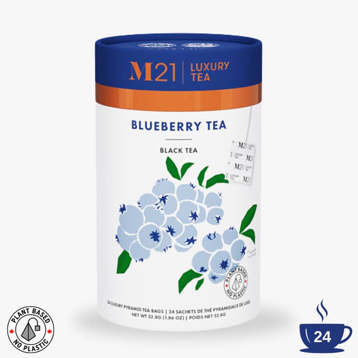 Blueberry Luxury Black Tea Bags | Canadian | 24 Tea Bags for wholesale by Tega Organic Tea