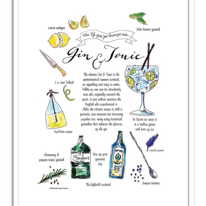 Wall Editions - Wholesale Poster - Art-Poster - Gin Tonic cocktail - Mercedes Lopez Charro2