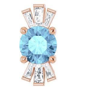 Pendentif aigue-marine rose 14 carats et diamant 1/6 CTW pour la vente par Mystiqe Boutique