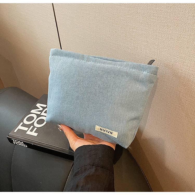 Dipped Shop – wholesale Make-up/cosmetic bag – Simple Solid Color Denim Makeup Bag DP25C7111