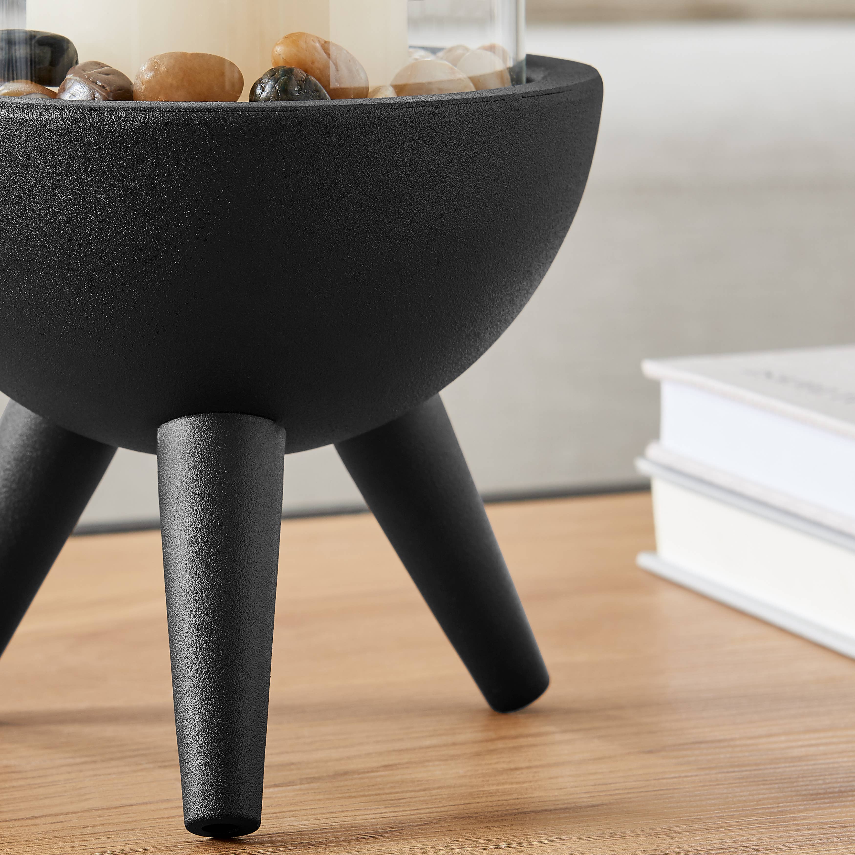 Danya B – wholesale Candle holder – Molta Modern Black Metal Pedestal and Glass Candle Holder12