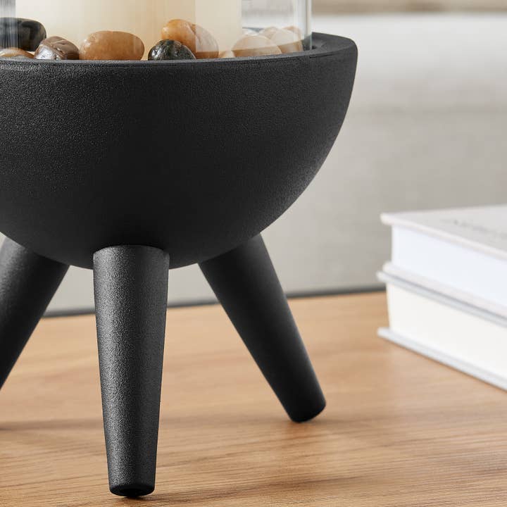 Danya B – wholesale Candle holder – Molta Modern Black Metal Pedestal and Glass Candle Holder12