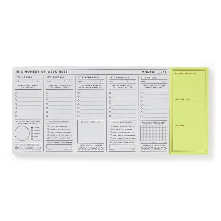 Chronicle Books - Wholesale Planner - Brass Monkey In a Moment of Weekness Weekly Planner Pad2