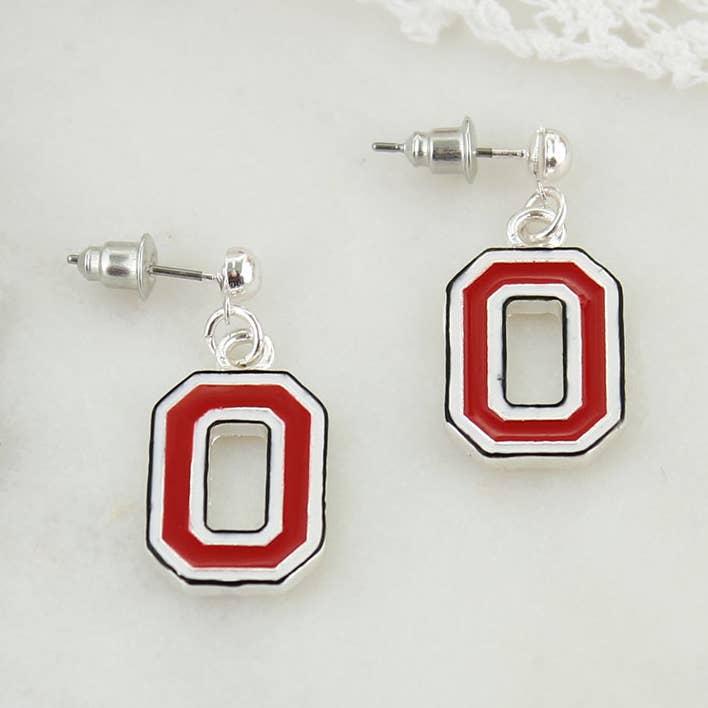 Ohio State Boucles d'oreilles en émail pour la vente par Seasons Jewelry