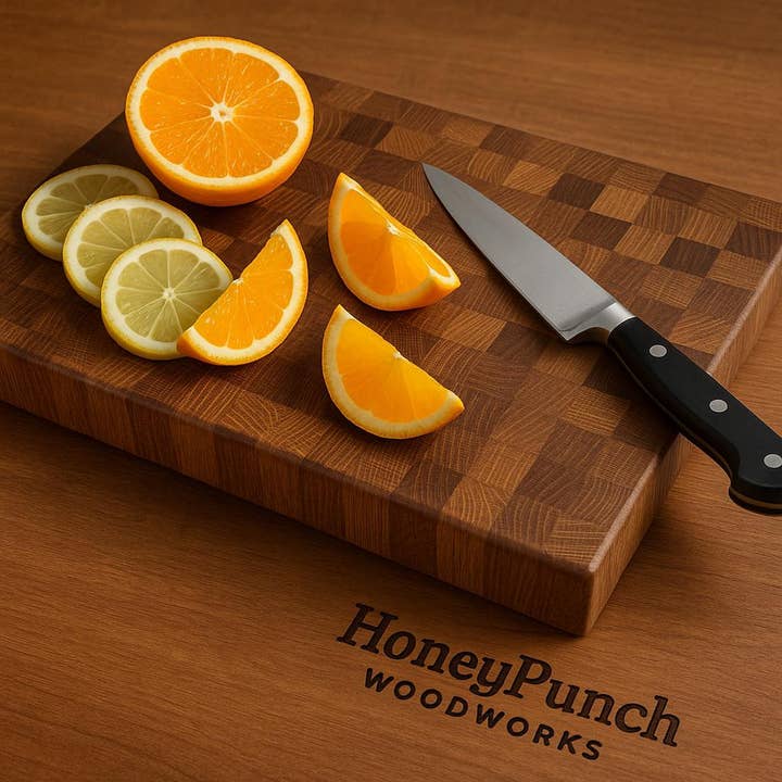 Handcrafted White Oak End Grain Cutting Board 12 x 8x1.5 for wholesale by HoneyPunch Woodworks