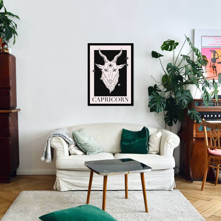 areohzeddesign - Venta al por mayor Ilustración - Signo zodiacal de Capricornio | Ilustración impresa artística A5 A4