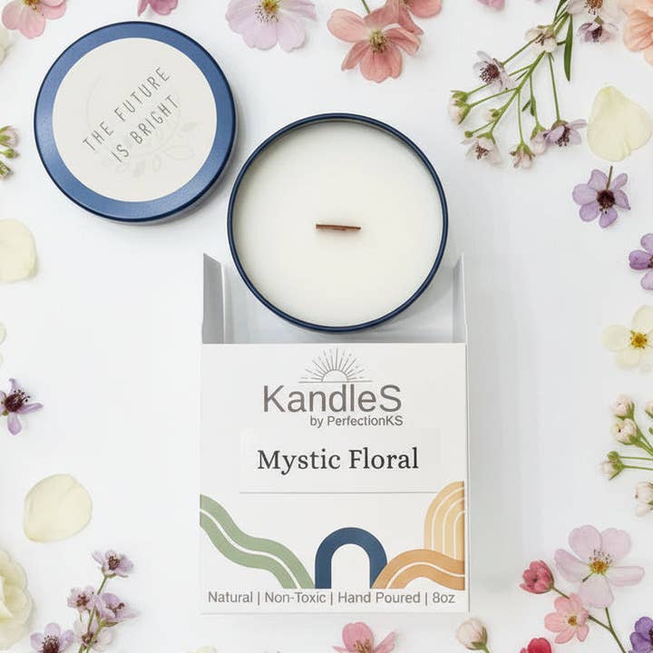Mystic Floral Luxury Candle | 8oz Non-Toxic Soy Candle with Wooden Wick | Clean Burn for wholesale by PerfectionKS
