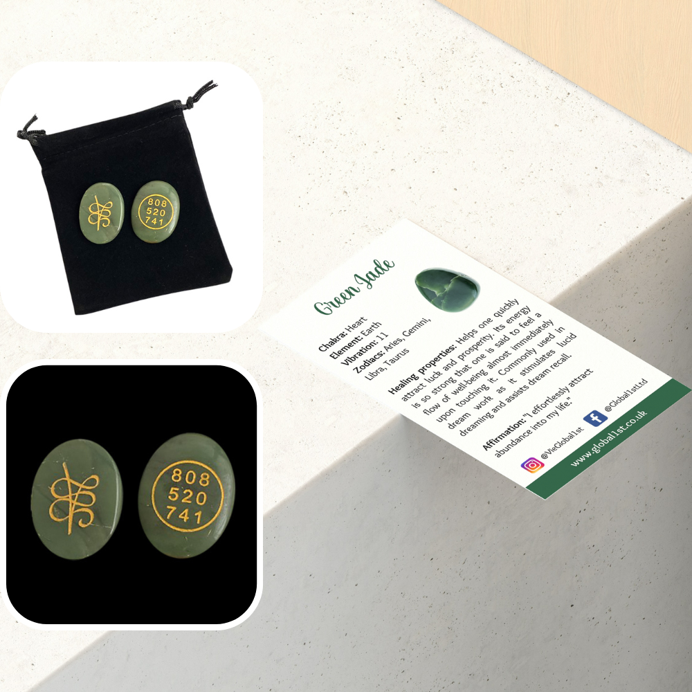 VIE - Wholesale Spiritual Stone/Crystal - Money Code Stone, 4x3cm, Green Jade3