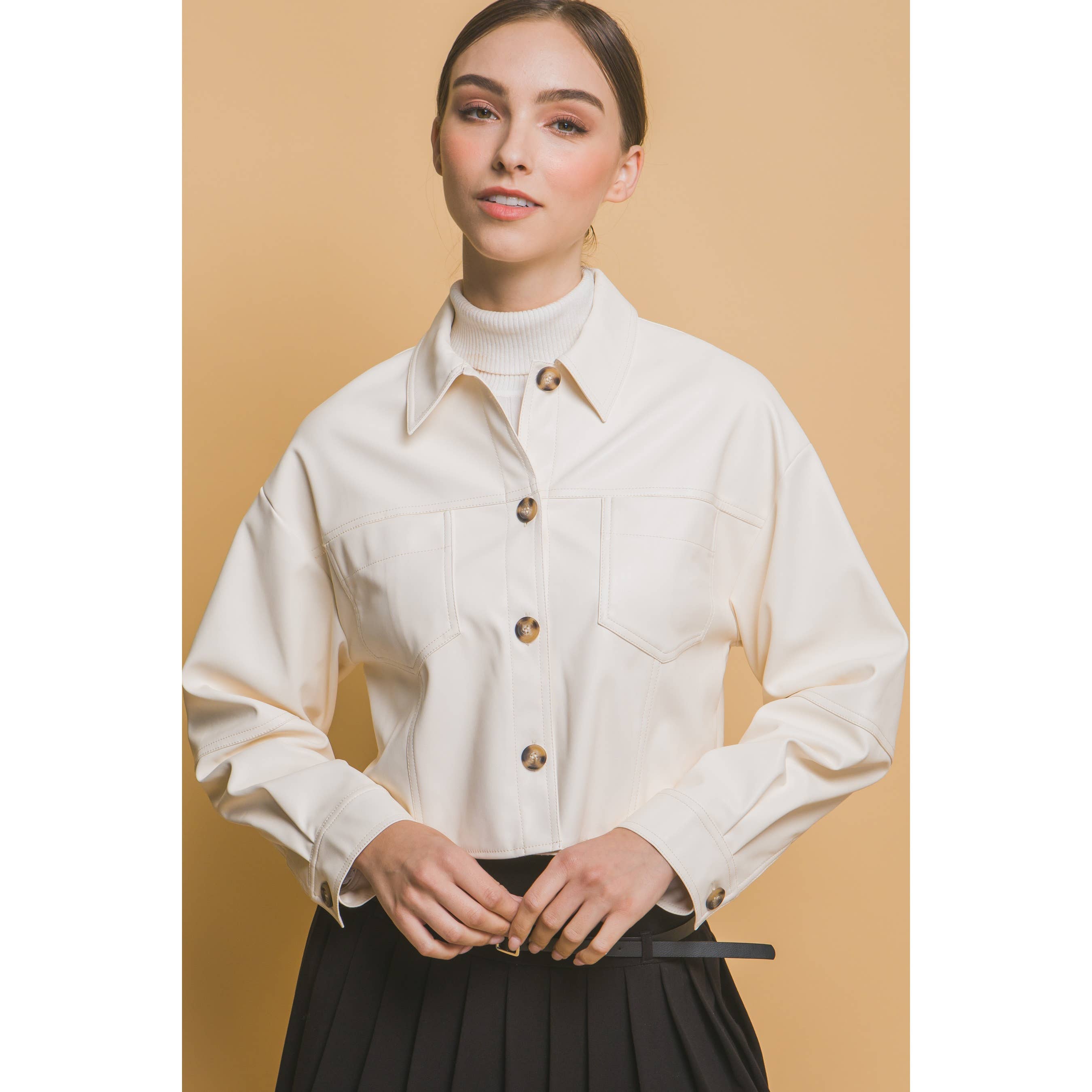 HiteJeans - Wholesale Jas - Dames - Bijgesneden jas van imitatieleer7