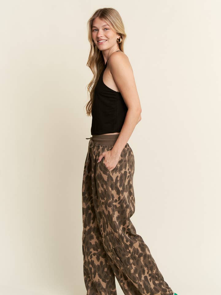 ABSTRACT ANIMAL PRINT SWEATPANTS for wholesale by JADE BY JANE