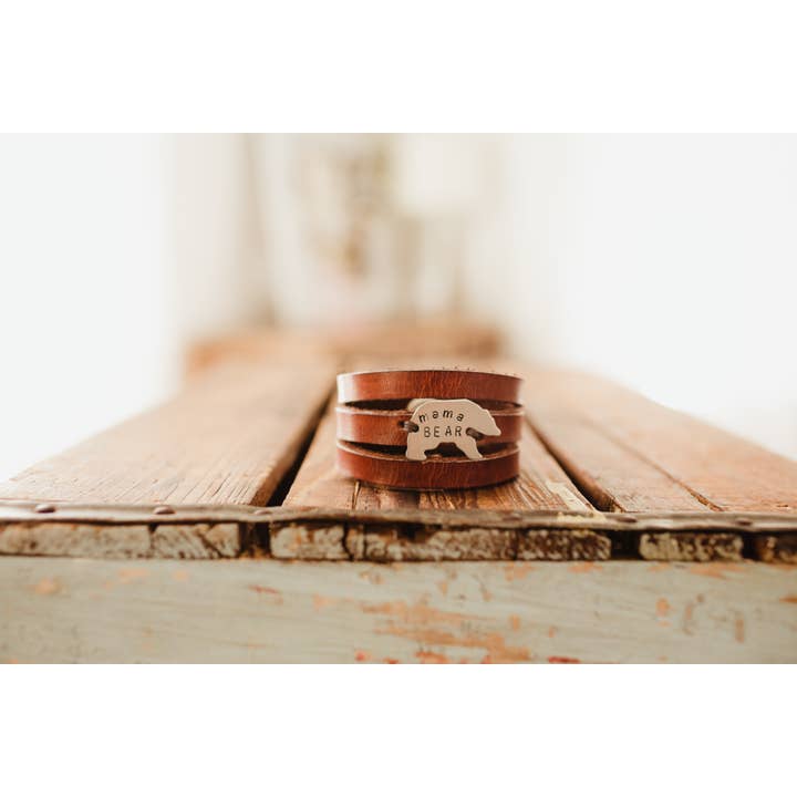Mama Bear Triple Band Leather Bracelet for wholesale by Maggie Claire Designs