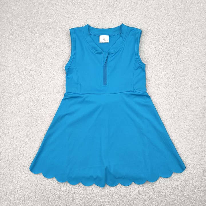 Baby Girls Blue Yoga Zip Active Wear Skort Knee Length Dresses for wholesale by Aier Wholesale