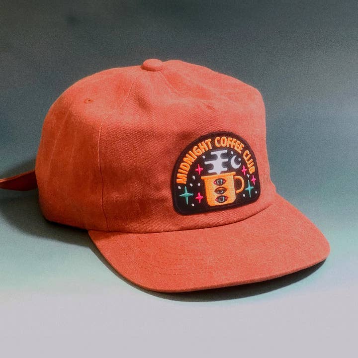 Midnight Coffee Club 5-Panel Brushed Cotton Hat for wholesale by The Space Bureau