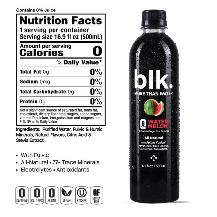 blk. water - Wholesale Flavored/Infused Water (Non-Carbonated) - blk. Water Watermelon 500mL, 12 Pack, Bottles3
