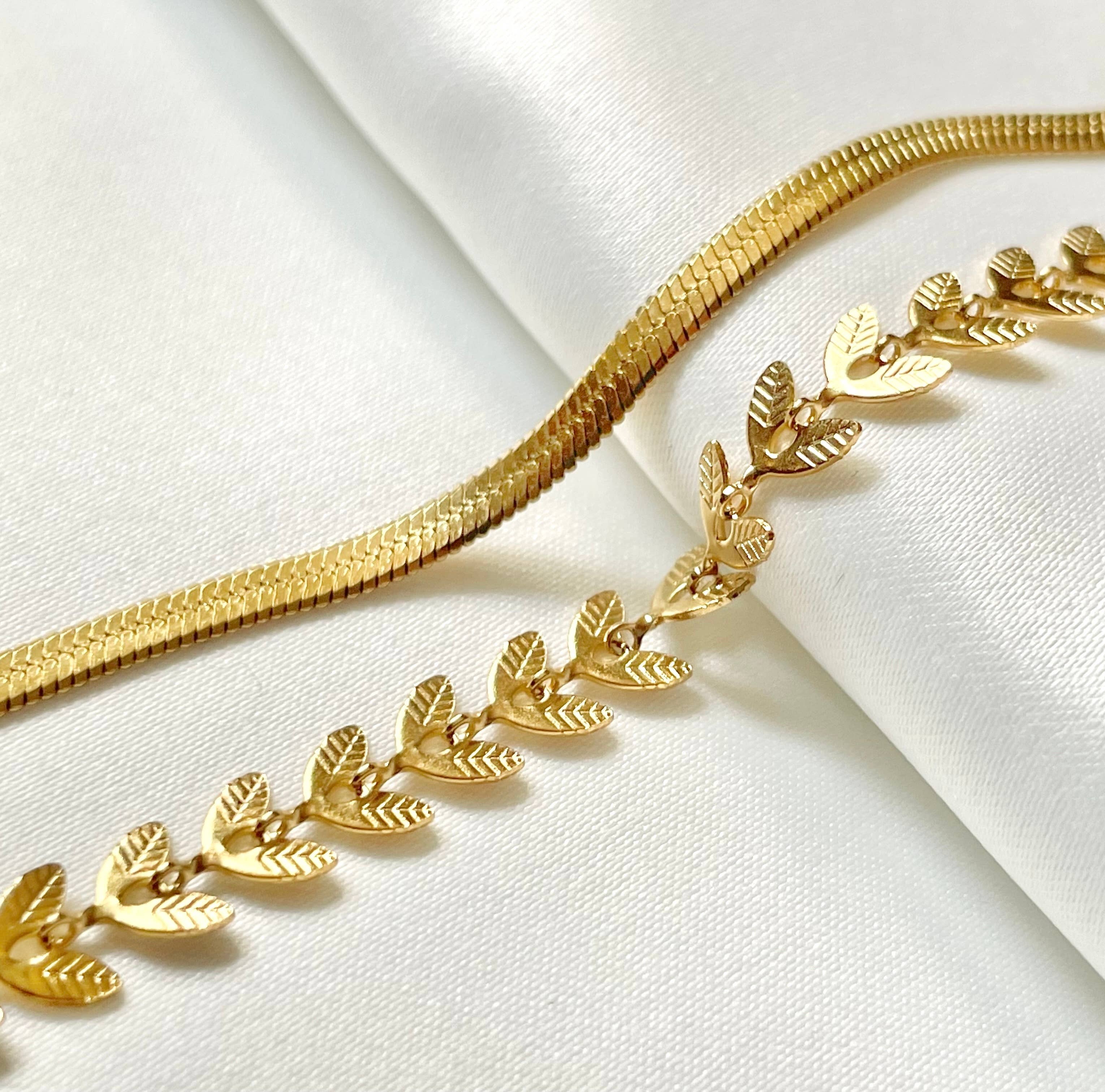 Blueyejewelry - Wholesale Link & Chain Necklace - Leaf Chain Necklace- Waterproof Chevron Chain Necklace 4